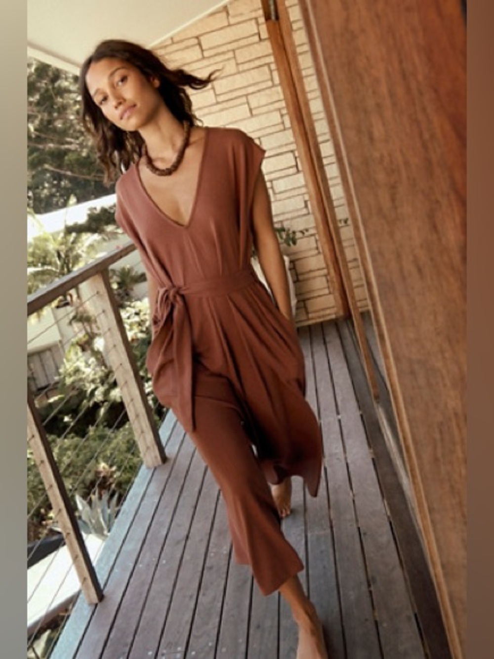 Free People Free-Est NWOT Rust Brown Sleeveless V-Neck Rio One-Piece Jumpsuit
